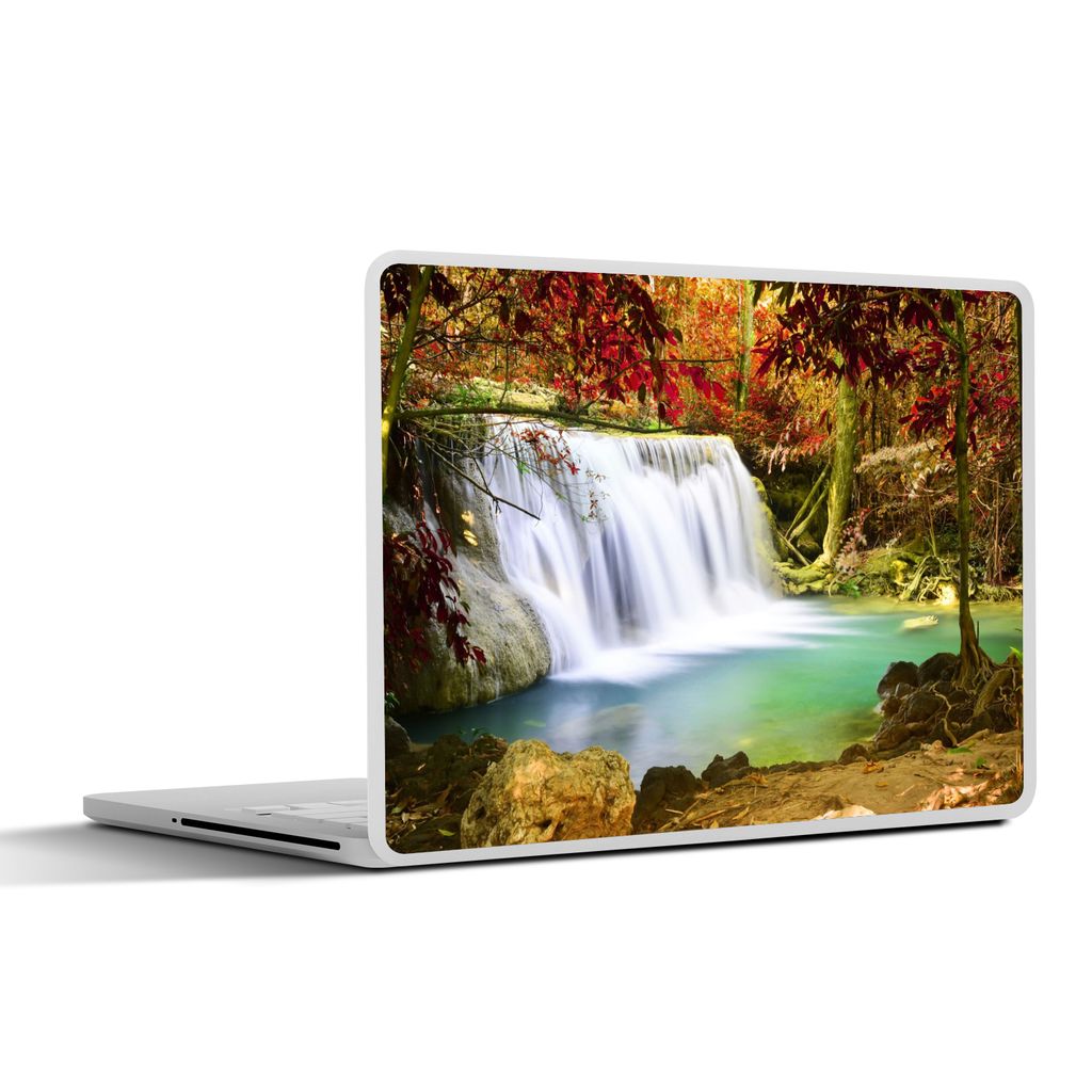 MuchoWow Laptop Aufkleber Sticker Cover Herbst - Wasserfall - Natur 32.5x23.5 cm - Sticker für Laptop - Selbstklebend