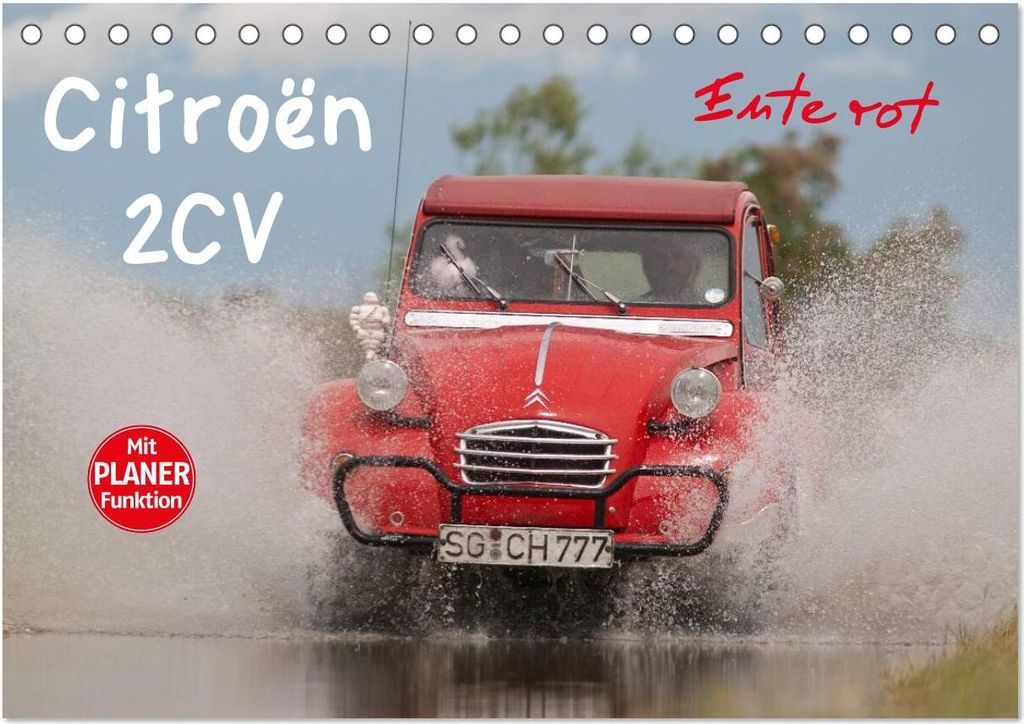 Citroën 2CV - Ente rot (Tischkalender 2026 DIN A5 quer), CALVENDO Monatskalender
