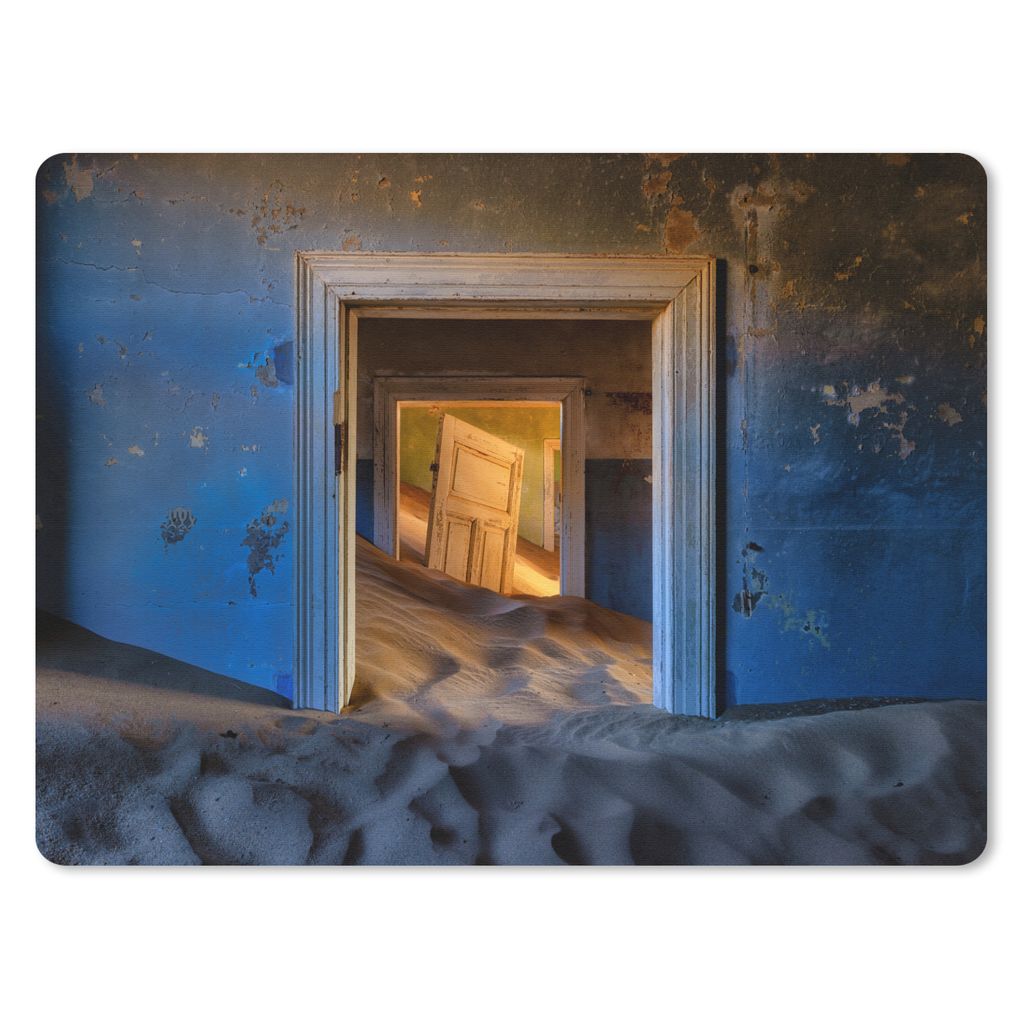 MuchoWow Mauspad Mousepad Sand - Blau - Tür - Architektur 40x30 cm - Mousepads - Maus Mat - Pad - Mausunterlage - Anti Rutsch