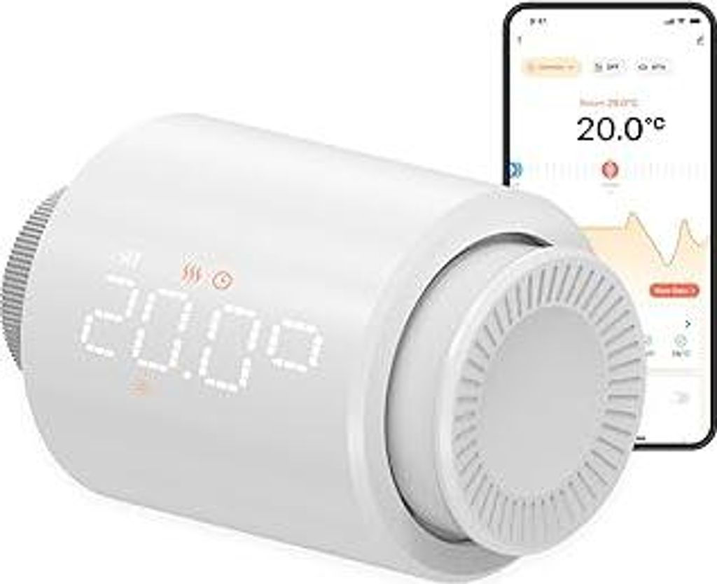 Smart Heizkörperthermostat WLAN – Programmierbares Heizkörperventil mit Tuya-Fernbedienung, Temperatursensor und App-Steuerung für optimale He...