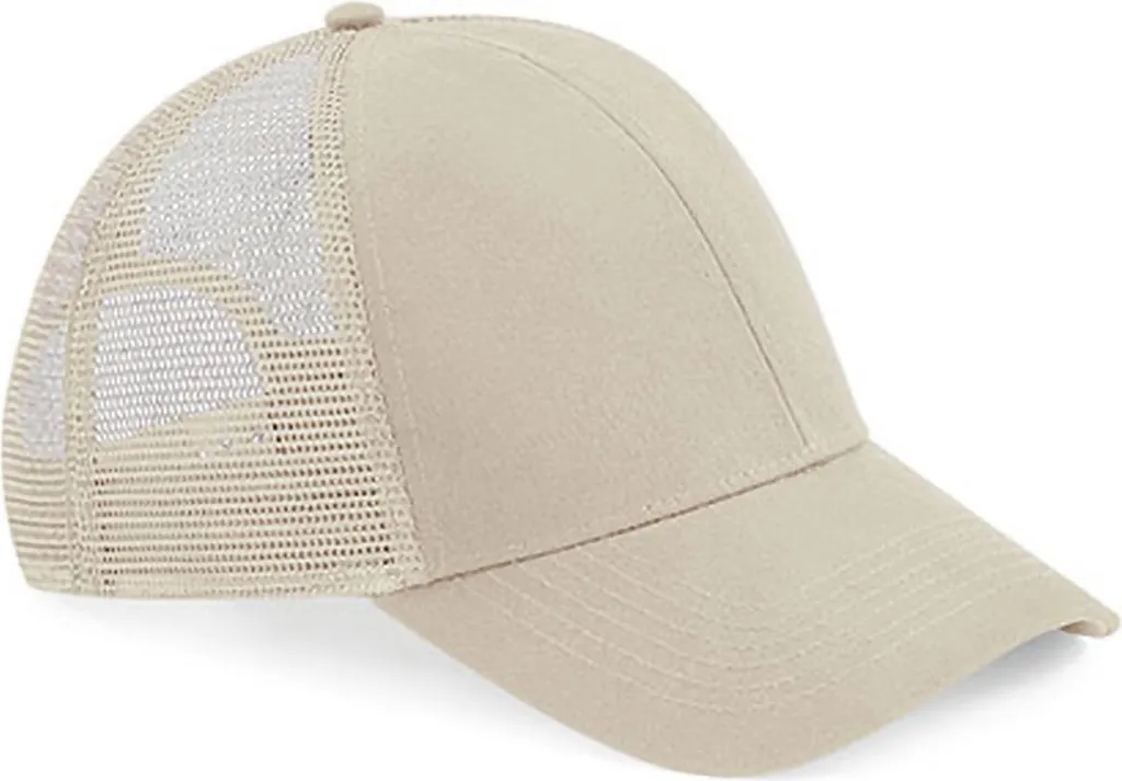 Berretto Trucker in cotone organico Beechfield B60 |, con regolazione della taglia - Colore: Sabbia - Taglia: Unica