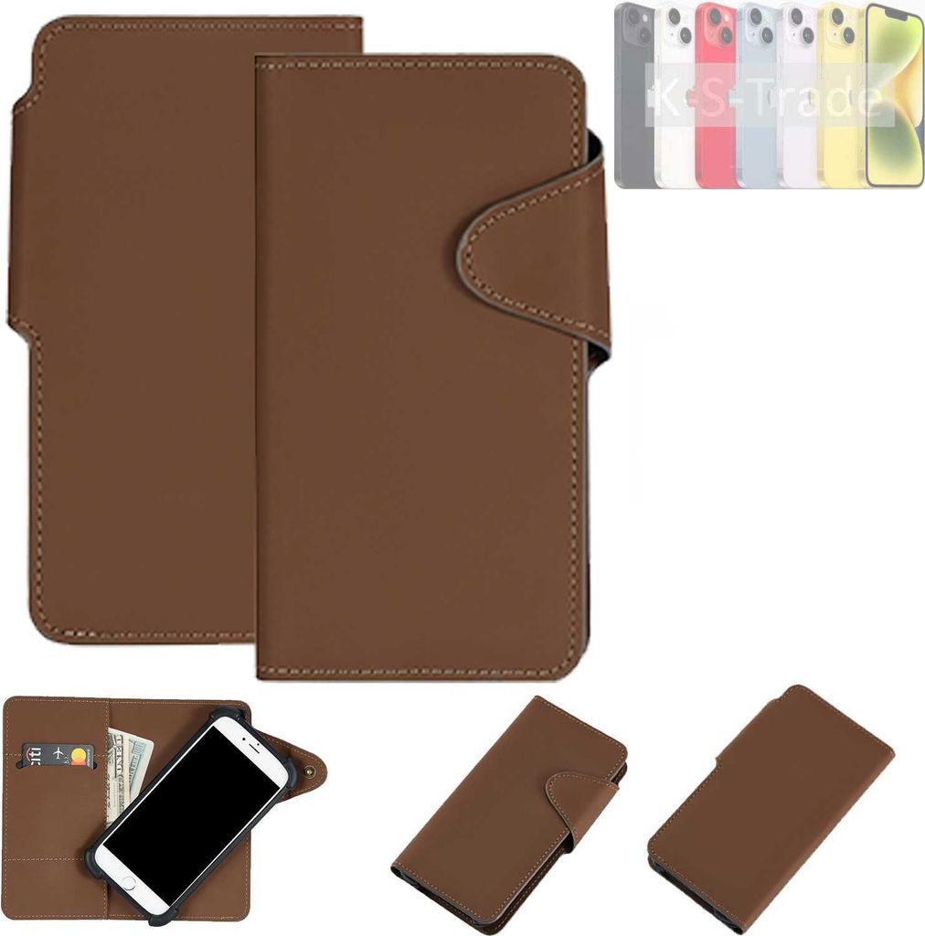 K-S-Trade Schutzhülle Klapphülle Kunstleder kompatibel mit Apple iPhone 15 Plus braun Handy Hülle Wallet Case