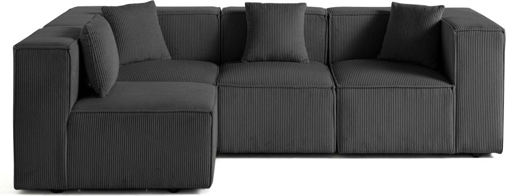 Lisa Design Arty - modulares Ecksofa links 5-Sitzer - Cord , Dunkelgrau
