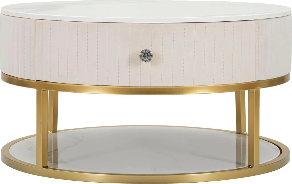 Table basse de salon beige 75 cm - Idéale pour vos moments de détente