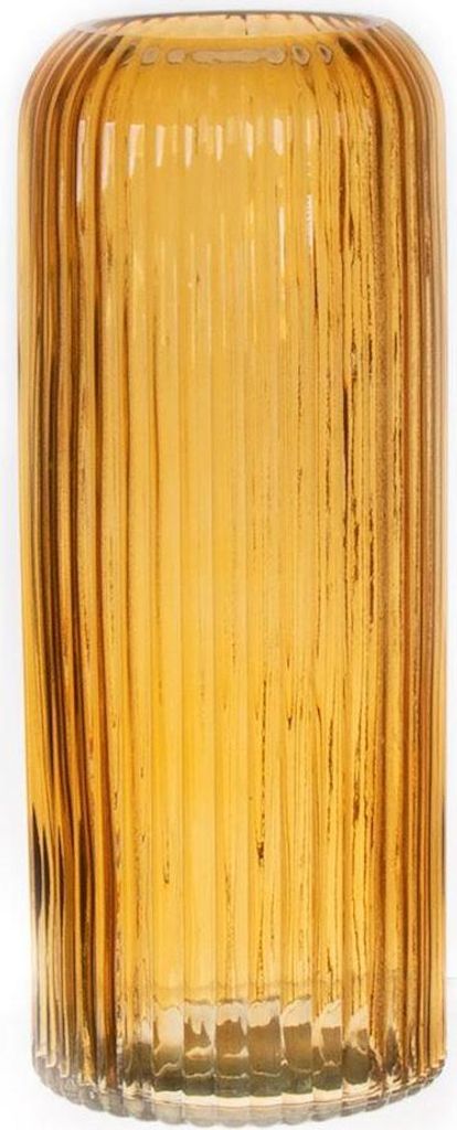 INNA-GLAS Dekovase ALBURGIS mit Rillen, Glas, orange-klar, 25cm, Ø10cm - Blumenvase