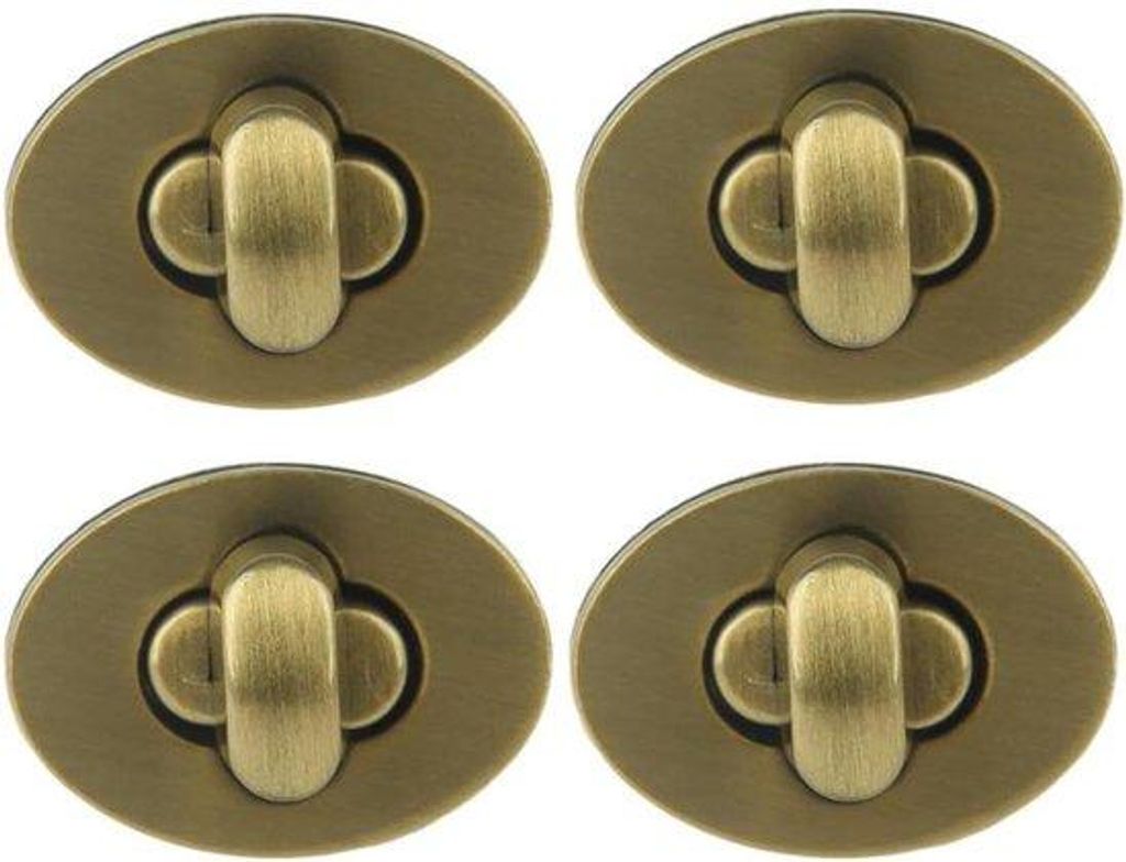Bronze Duim Turn Locks - Ovale Metalen Sluiting Set - 4er Set für Handtas DIY Craft