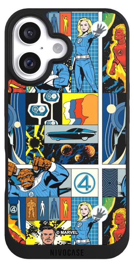 NIVOCASE Handyhülle für Apple iPhone 16 Hülle NIVOpure Case Schwarz Offizielles Lizenzprodukt Marvel The Fantastic Four