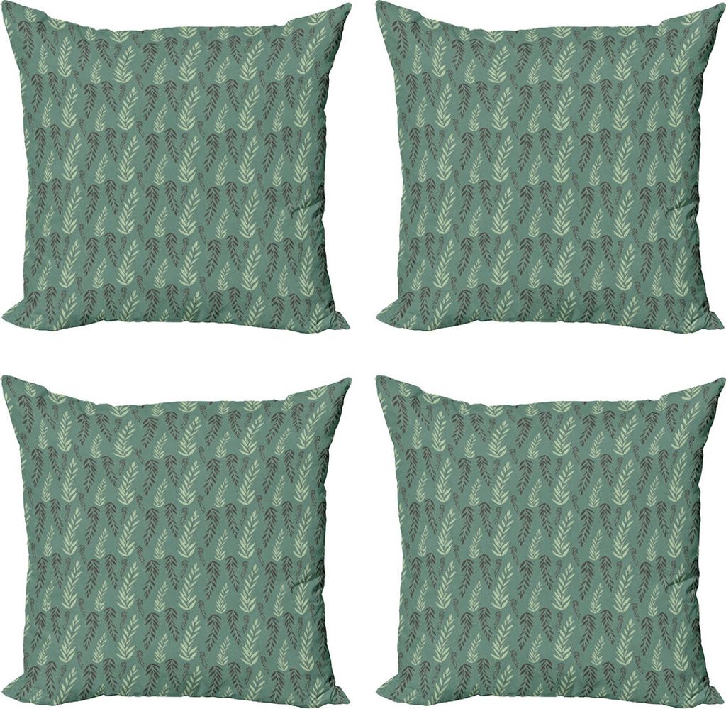 ABAKUHAUS Gedeckte Farben Kissenbezug Set (4 Stück), Branchen belaubten Verziert, Moderner Doppelseitiger Digitaldruck, 60 cm x 60 cm, Laurel Grü...