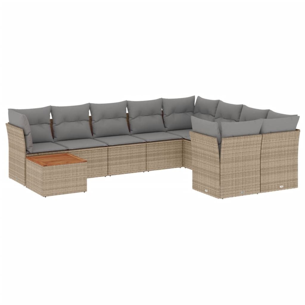 "im Sonderangebot" 10-tlg. Garten-Lounge-Set - elegantes Design - Sitzgruppe/Gartengarnitur - mit Kissen Beige Poly Rattan - Terassenmöbel DEMöbe...