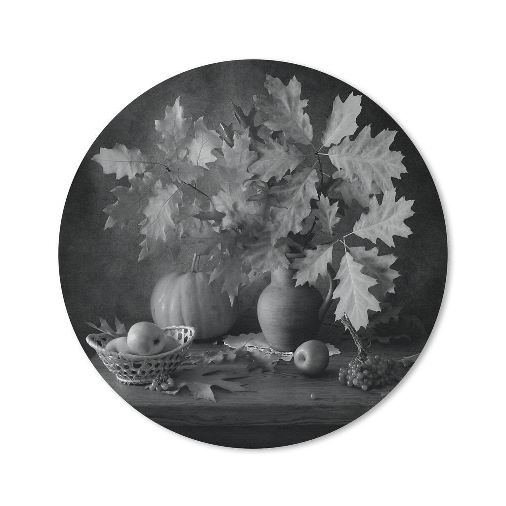 MuchoWow Mauspad Mousepad Stilleben - Blätter - Kürbis 40x40 cm - Mousepads - Maus Mat - Pad - Mausunterlage - Schreibtisch Accessoires