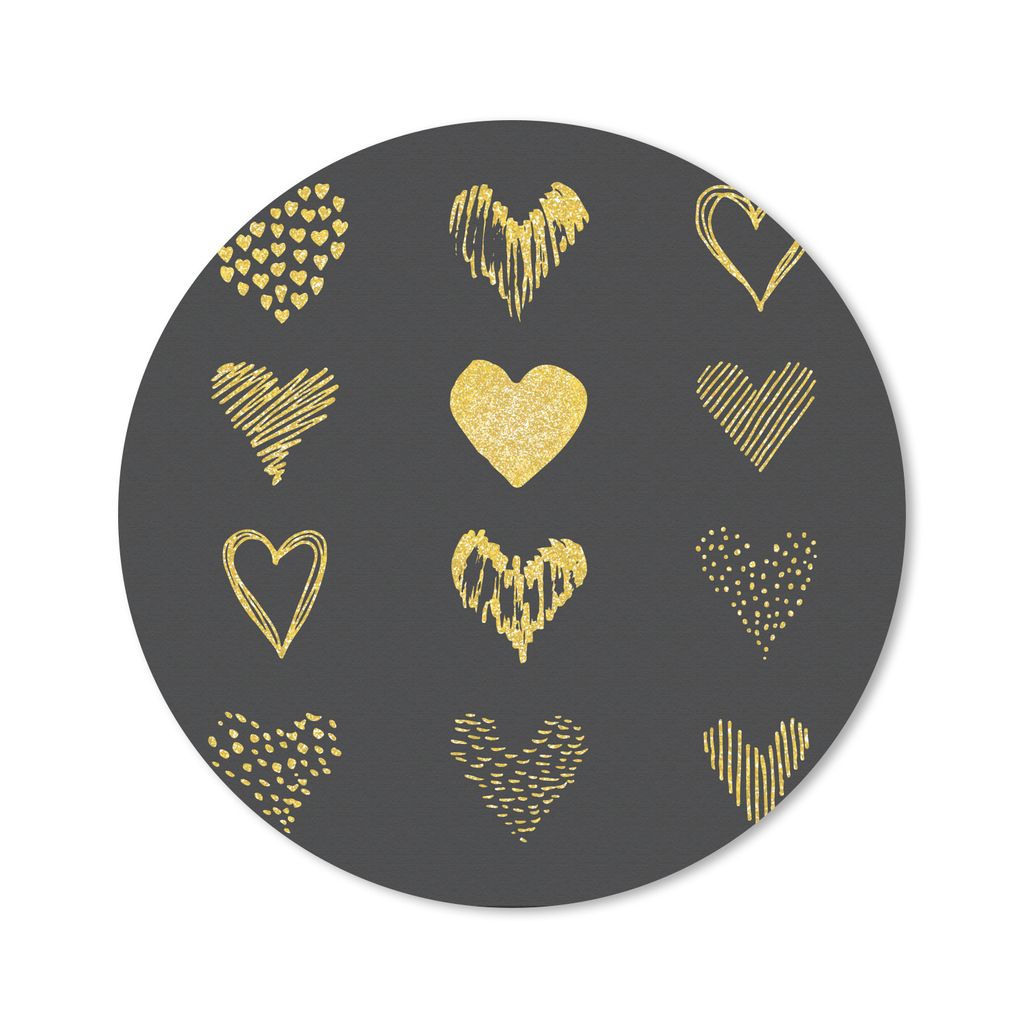 MuchoWow Mauspad Mousepad Gold gezeichnete Herzen auf schwarzem Papier 20x20 cm - Mousepads - Maus Mat - Pad - Mausunterlage - Schreibtischmatte