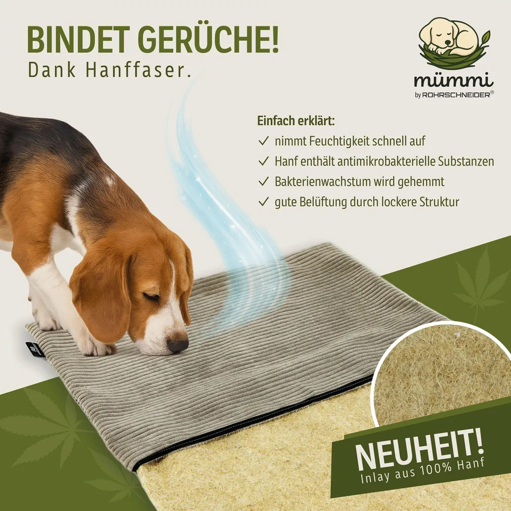 Lit pour chien anti-odeurs et antidérapant - Solution mümmi HANF T3