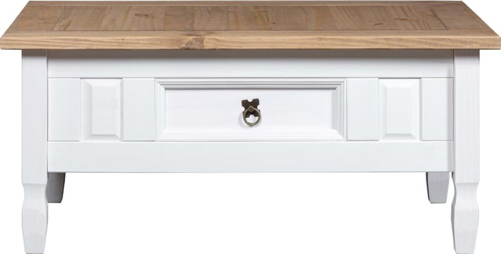 (Robust Möbel)Couchtisch - HOMMIE - modernes Design Wohnzimmertisch- Mexiko-Stil Kiefernholz Weiß 100x55x44cm - Couchtische DEMöbel6530261