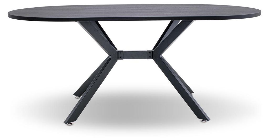 Marui Big - Ovaler Esstisch aus Holz und Metall mit zentraler Tisch-Gestell Ashi 180x100 cm - schwarzem Holz