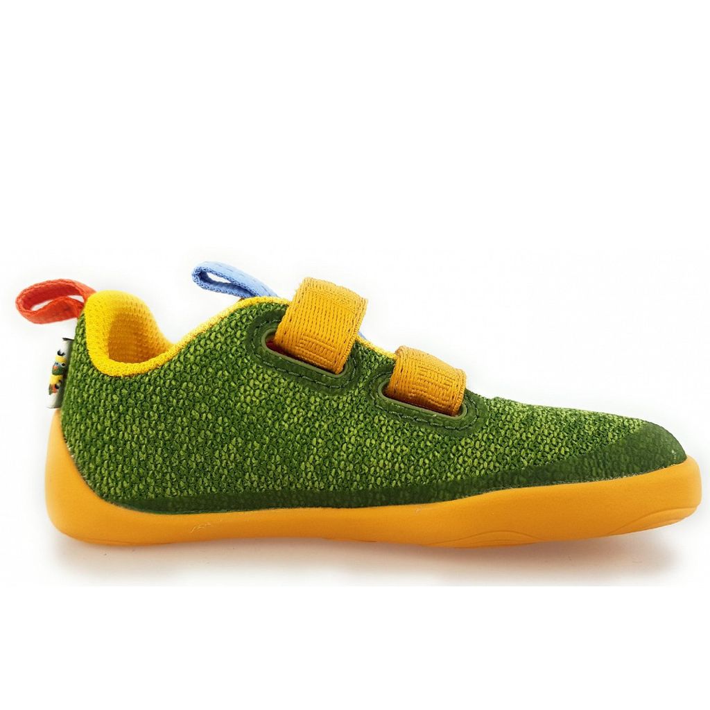 Affenzahn Knit Happy Blotevoetenschoen met klittenbandsluiting, veganistisch, antislip, flexibel, reflecterend, bijzonder licht, in maat 21-32, Affenzahn 10 jaar groen, 29 EU