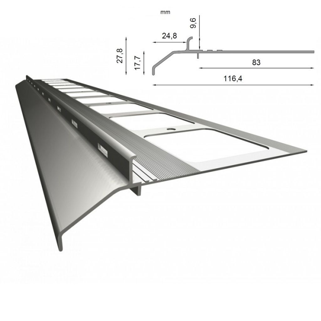Renoplast Profil okapowy aluminiowy K20, Do posadzki Zdjęcie produktu 