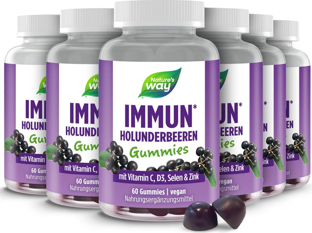 Immun Komplex Gummies zum Immunsystem stärken I 4in1 Immunformel für Erwachsene mit Vitamin C Zink Vitamin D3 und Selen – 6 Dosen
