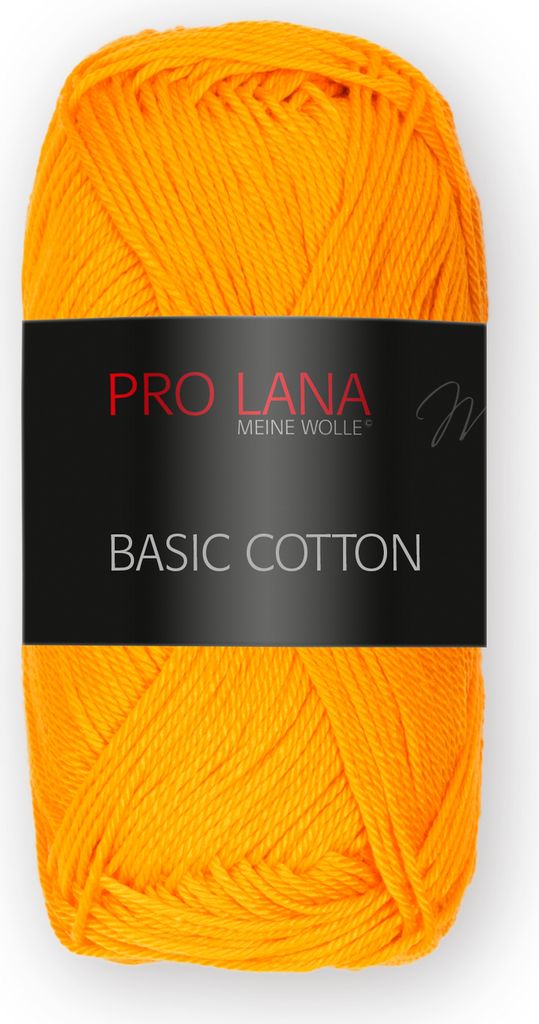 Pro Lana BASIC Baumwolle Baumwollgarn 50 g ideal für Kleidung, Spielzeug, Accessoires 125 m Farbe 124 - mandarin