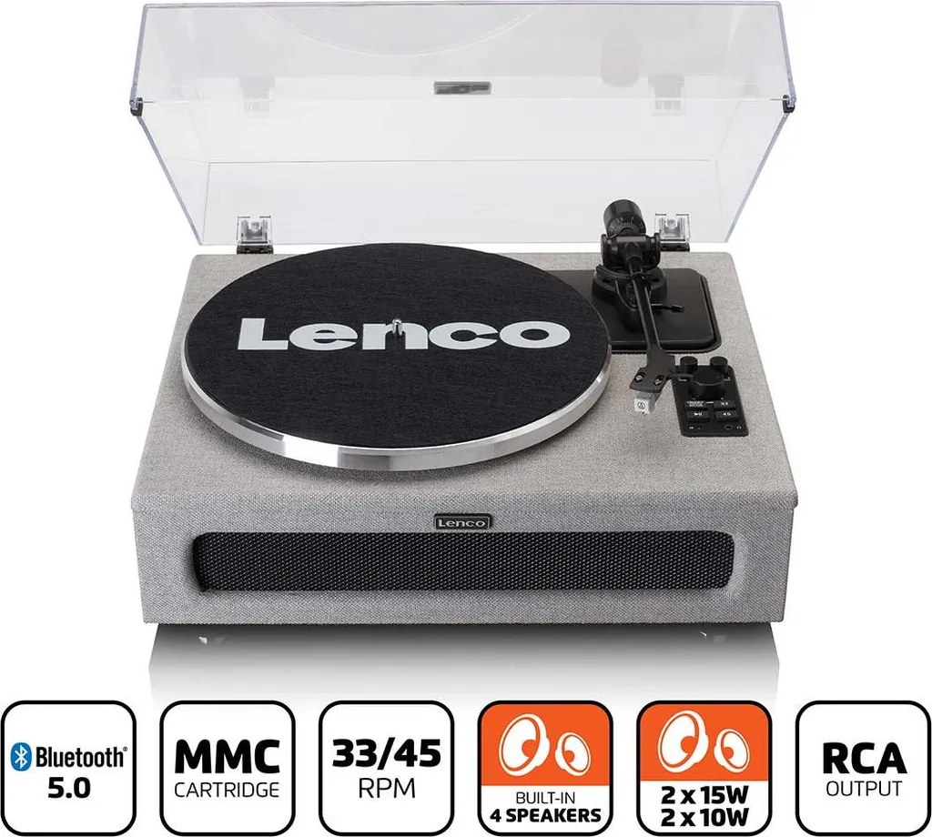 Platine Vinyle Lenco LS-440GY Entraînement par Courroie 4 Haut-Parleurs
