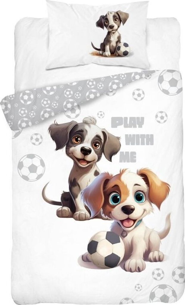 DETEXPOL Posteľná bielizeň Puppies sivá Bavlna, 100/135, Obrázok produktu 