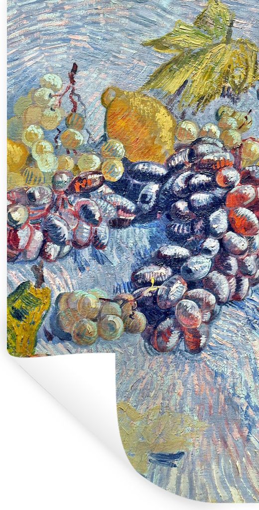 MuchoWow Wandtattoo Wandsticker Wandaufkleber Weintrauben, Zitronen, Birnen und Äpfel - Vincent van Gogh 20x40 cm Selbstklebend und Repositionie...