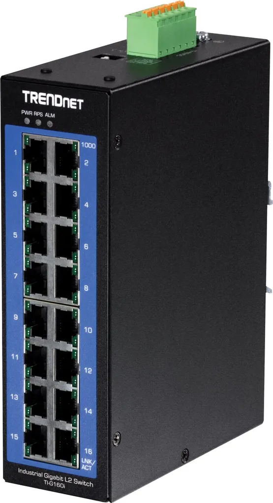 Commutateur rail DIN 16 ports Gigabit avec gestion L2 et boîtier durci IP30