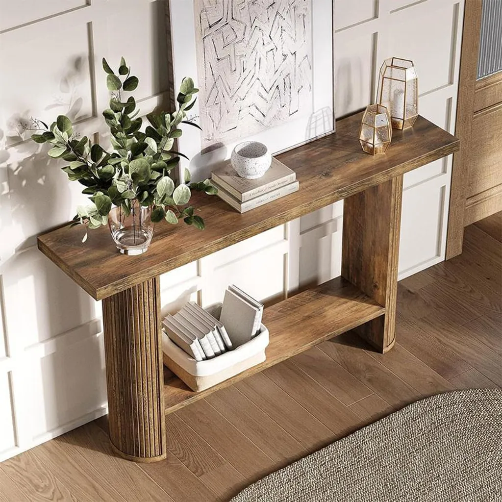 Table d'appoint HOGA-YS0325 de 140 cm coloris marron style industriel - 5