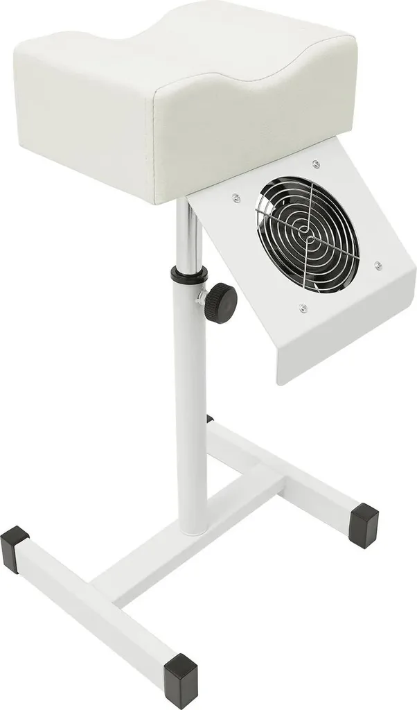 Sgabello per pedicure e manicure - Con aspirapolvere - Struttura in metallo - Rivestimento in PVC - Per saloni di bellezza e pedicure - Bianco