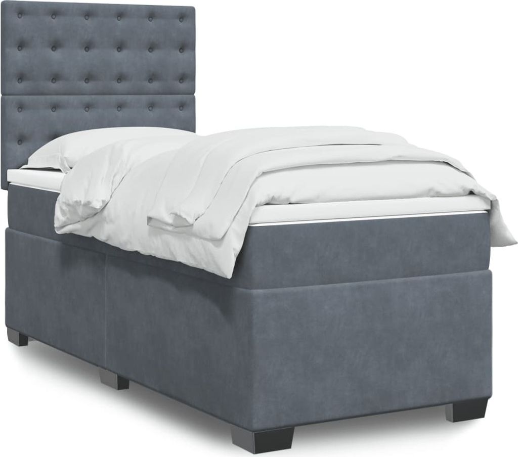 "2026 Promotion" Boxspringbett mit Matratze - Dunkelgrau - 90x200 cm - Samt - Polsterbett CC15170