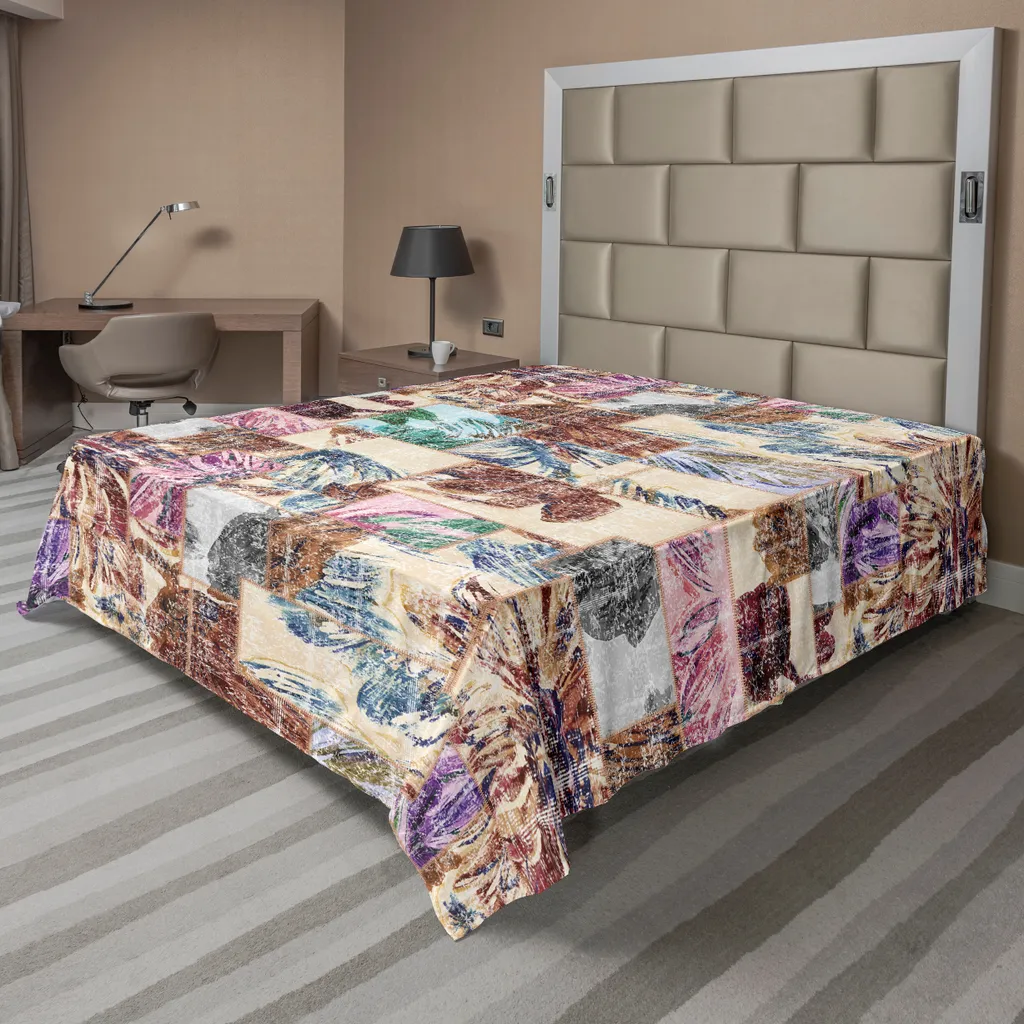 Drap plat pour chambre d'amis style vintage fleurs 266 cm x 260 cm