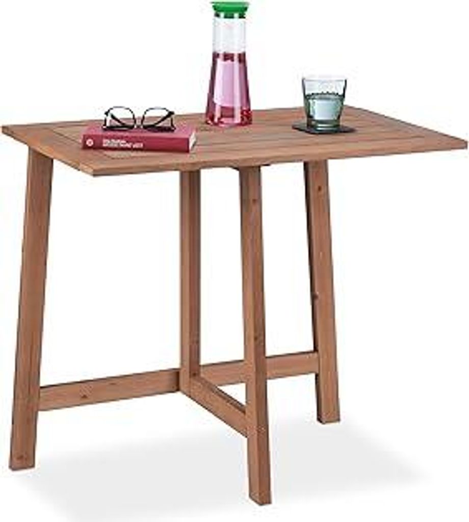 Klapptisch, Holz, Terrassentisch rechteckig, Outdoor, Balkon & Garten, Wandklapptisch, HBT: 73x80x50 cm, braun