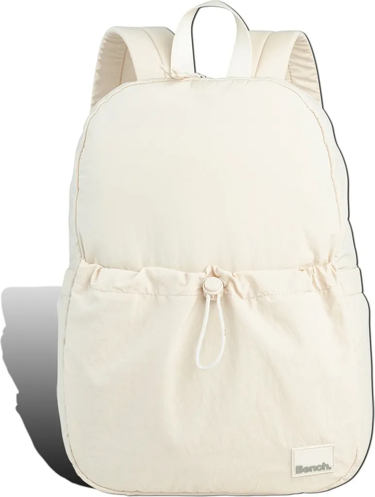 Sac à dos nylon lavé beige blanc léger pour éviter les douleurs de dos