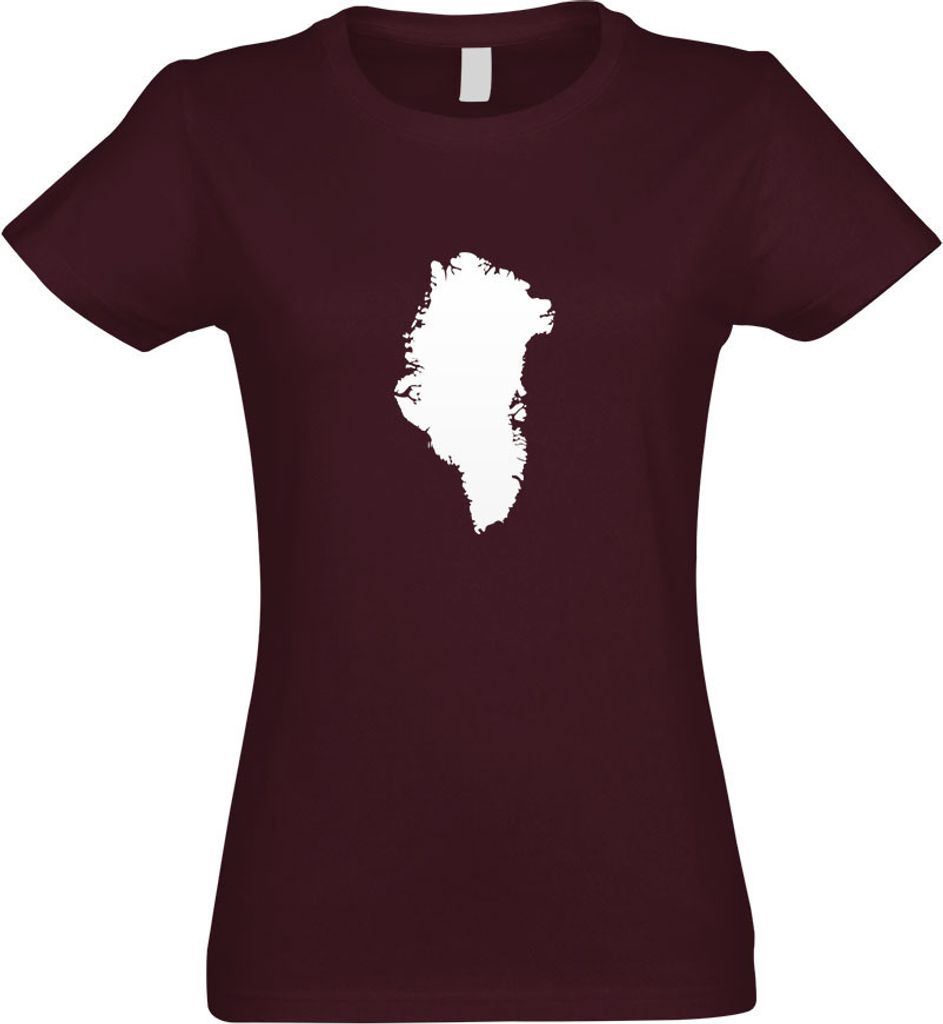 Kiwistar - T-Shirt tailliert - Damen - Burgund - Grönland - Nuuk Umriss - mit Motiv Bedruckt - Funshirt Design - Sport - Freizeit - Damen - XL
