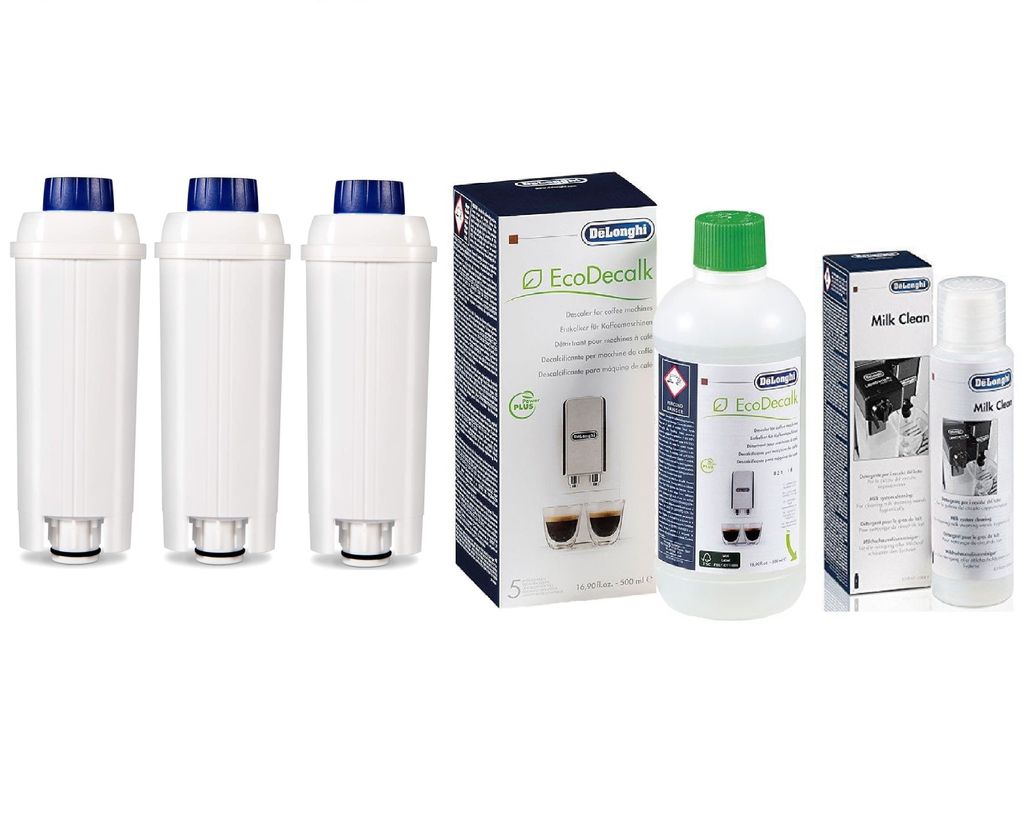 Set für Delonghi Aqualogis AL S002 3-tlg., EcoDecalc Entkalker 500 ml, Milkclean 250 ml