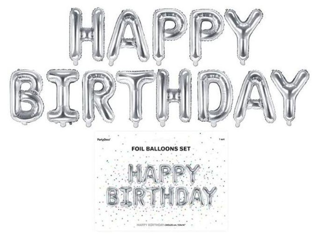 Fóliový balónik Happy Birthday 340x35cm strieborný 7188 Obrázok produktu 