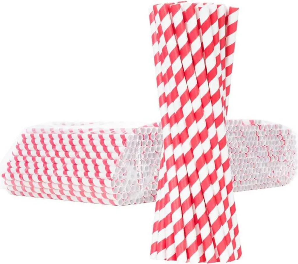 Paille papier rouge robuste 8/205 mm anti-ramollissement - Lot de 500