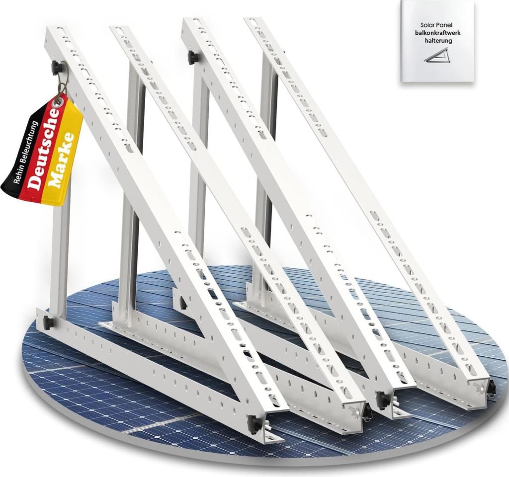 4X PV Halterung 118cm Solarmodul Balkonkraftwerk Flachdach Montage Ständer 0-90° Aufständerung Photovoltaik