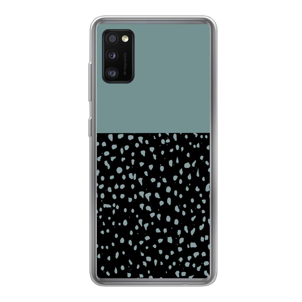 MuchoWow Handyhülle Schutzhülle Hülle für Samsung Galaxy A41 Polka dots - Grün - Schwarz Silikon Softcase Handy Hülle - Mobiltelefon