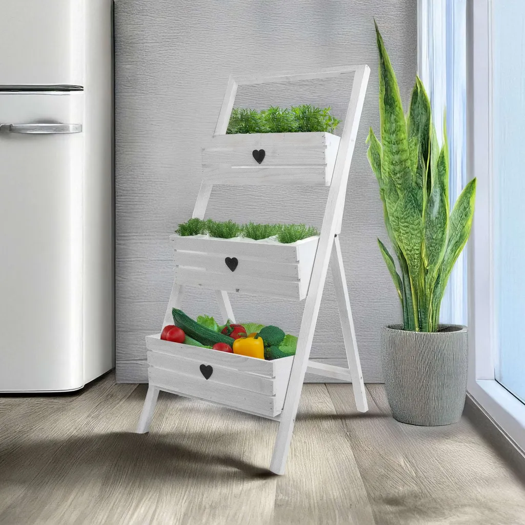 Jardinière Verticale en Bois 3 Bacs pour Potager de Balcon 110cm
