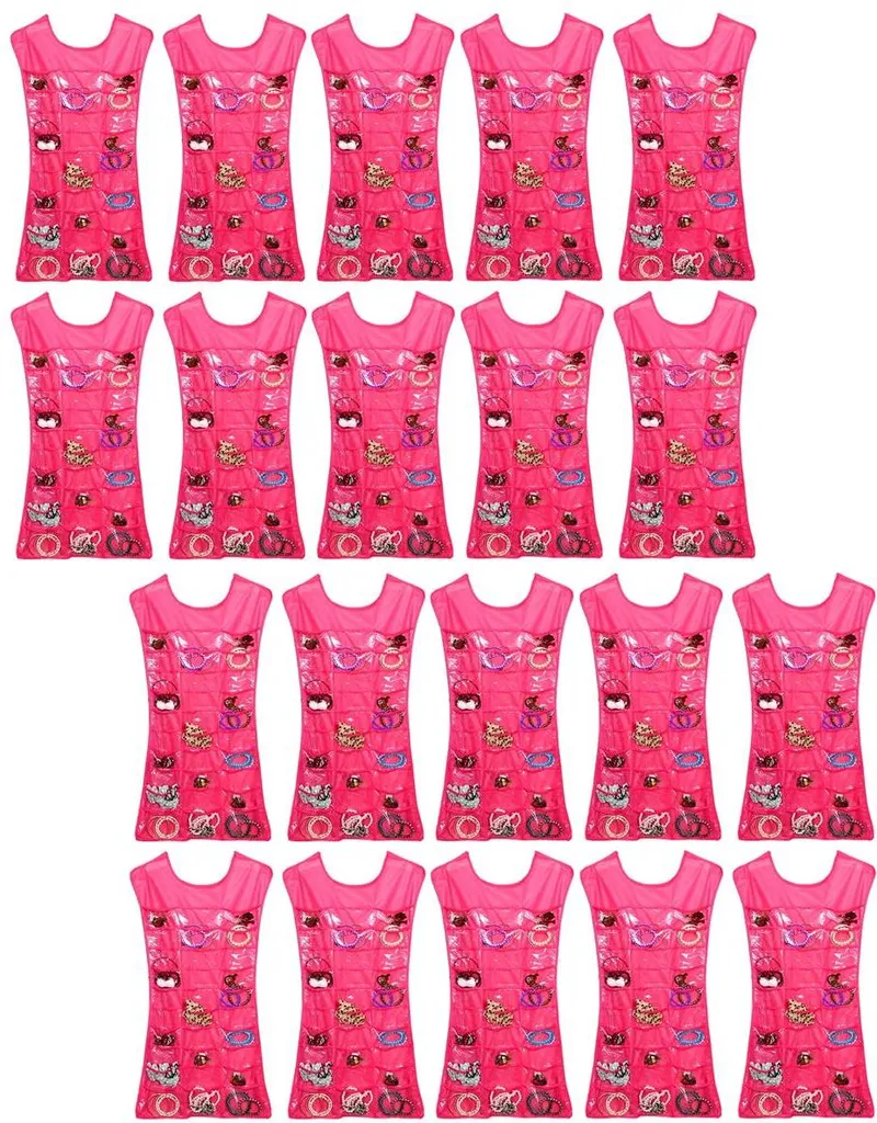 Set 20 Espositori Gioielli Abito Rosa 75x42cm | Organizer 30 Tasche