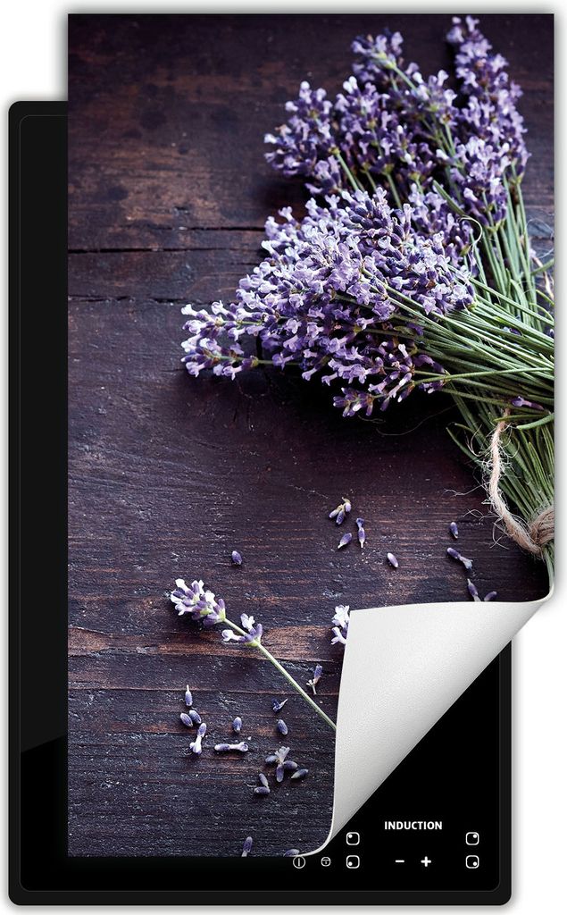 DarHaus Herdabdeckplatte 1 teilig 30x52 cm Anti Rutsch Matte Aufrollbar, Lavendel - Holz
