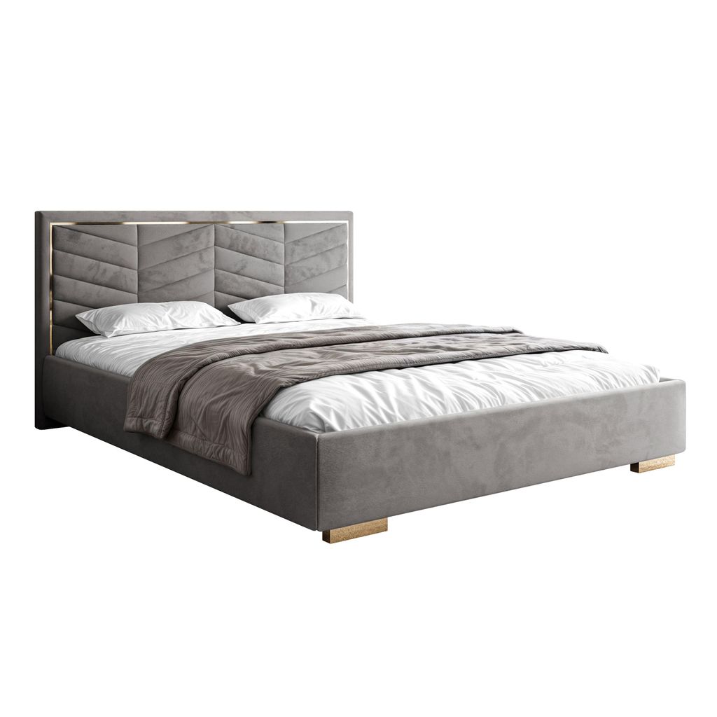 Polsterbett AURORA mit Bettkasten und Metallgestell, 160x200, Royal Velvet 250