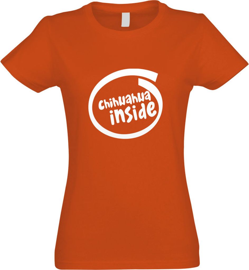 Kiwistar - T-Shirt tailliert - Damen - orange - chihwahwa Inside - mit Motiv Bedruckt - Funshirt Design - Sport - Freizeit - Damen - L