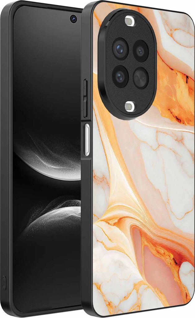 Geeignet für Huawei Nova 14 Telefon Fall mit Marmor Druck - TPU zurück Abdeckung Fall Marmor Design - Orange - Smartphonica
