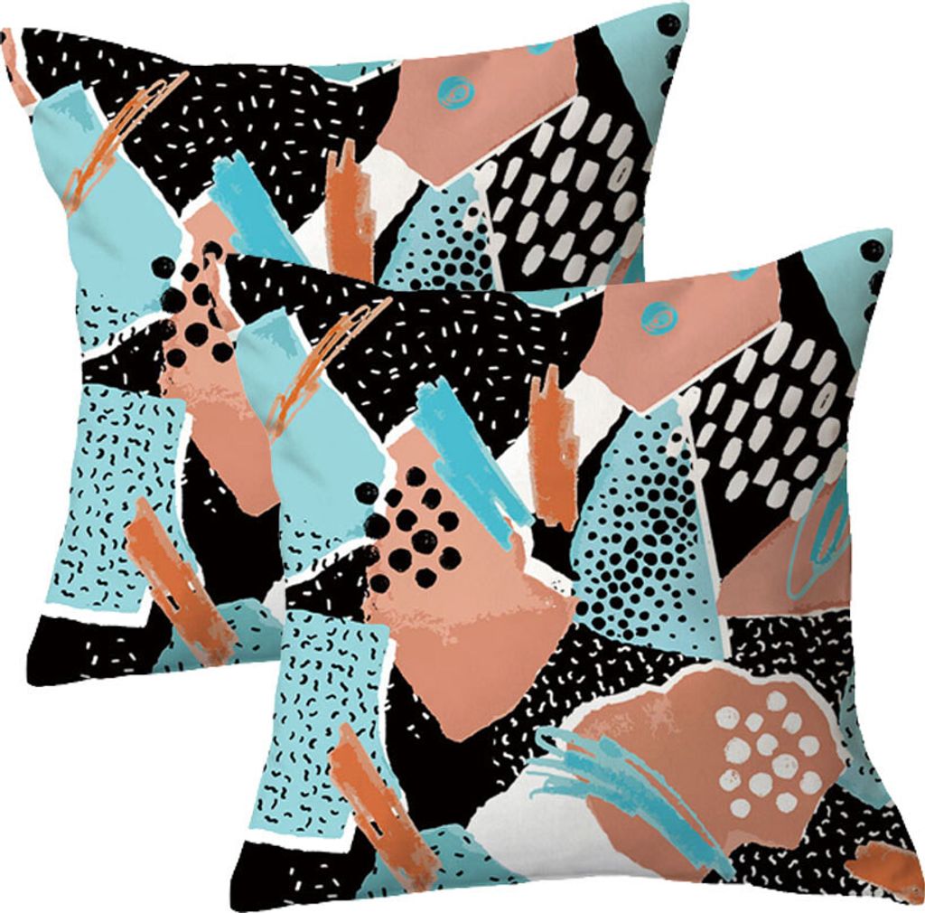 2 Dekoracyjnych Poszewek Na Poduszkę, Geometryczny Wzór, Do Użytku Na Zewnątrz, Na Sofę, Do Biura, 45 X 45 Cm