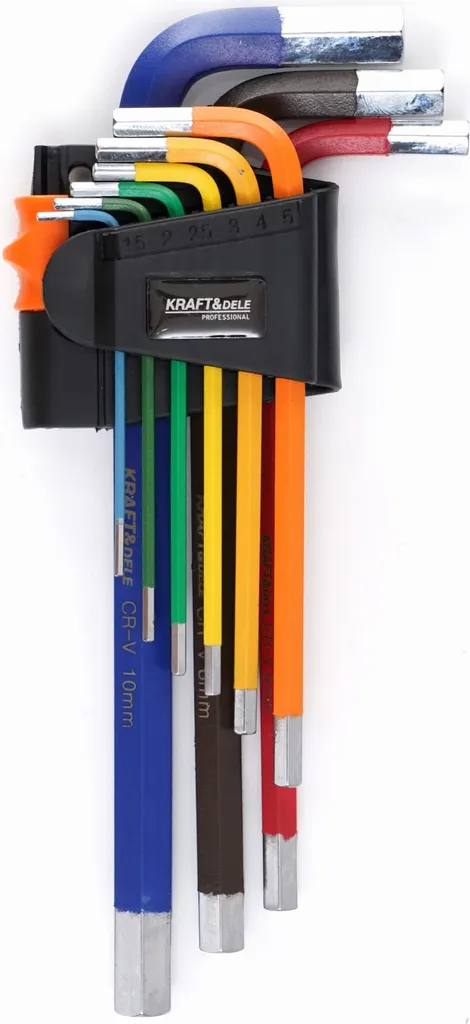 Clés Allen à tête sphérique HEX 9pcs en acier Cr-V code couleurs