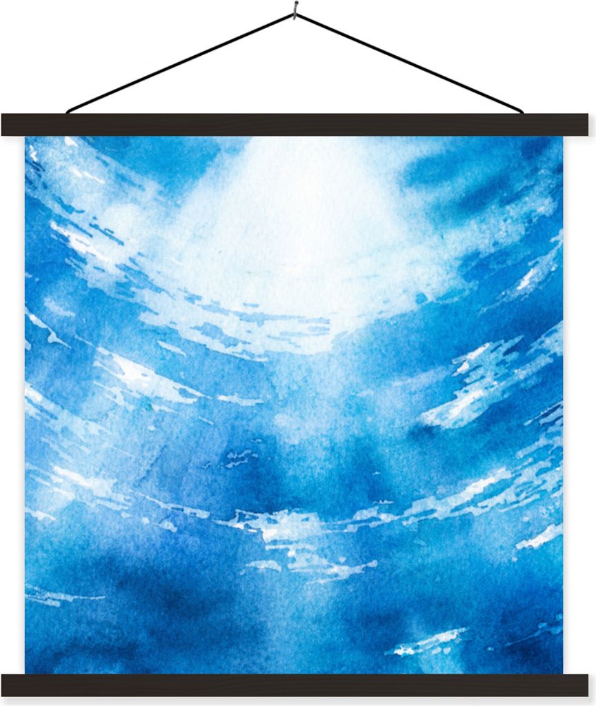 MuchoWow Textilposter Aquarell - Wasser - Sonne 40x40 cm mit schwarzem Rahmen - Fotos