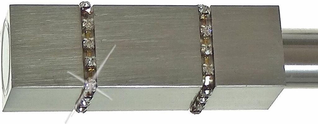 Endstück f. 19mm Gardinenstangen Edelstahl Look Kappe Kristall - Designs wählbar