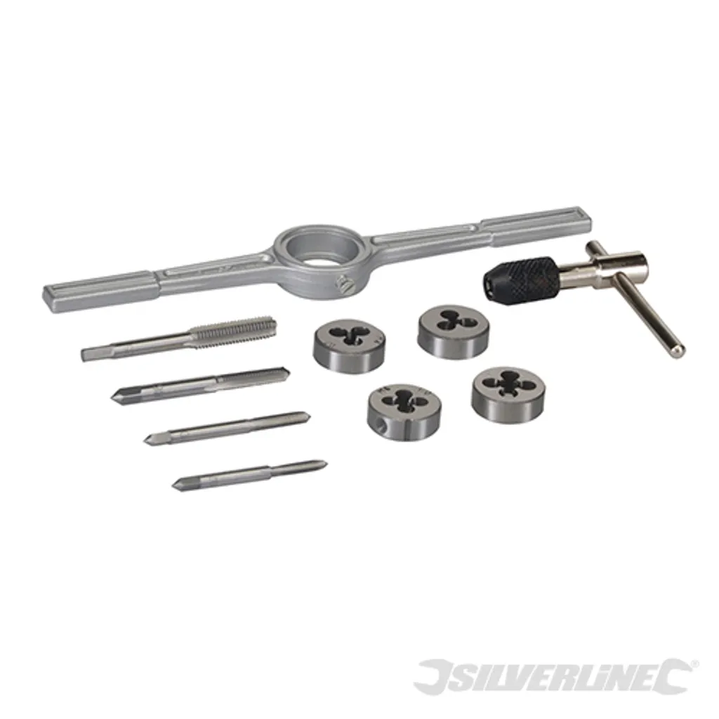 Tarauds et matrices en acier carbone MS53 Silverline, coffret 10 pièces