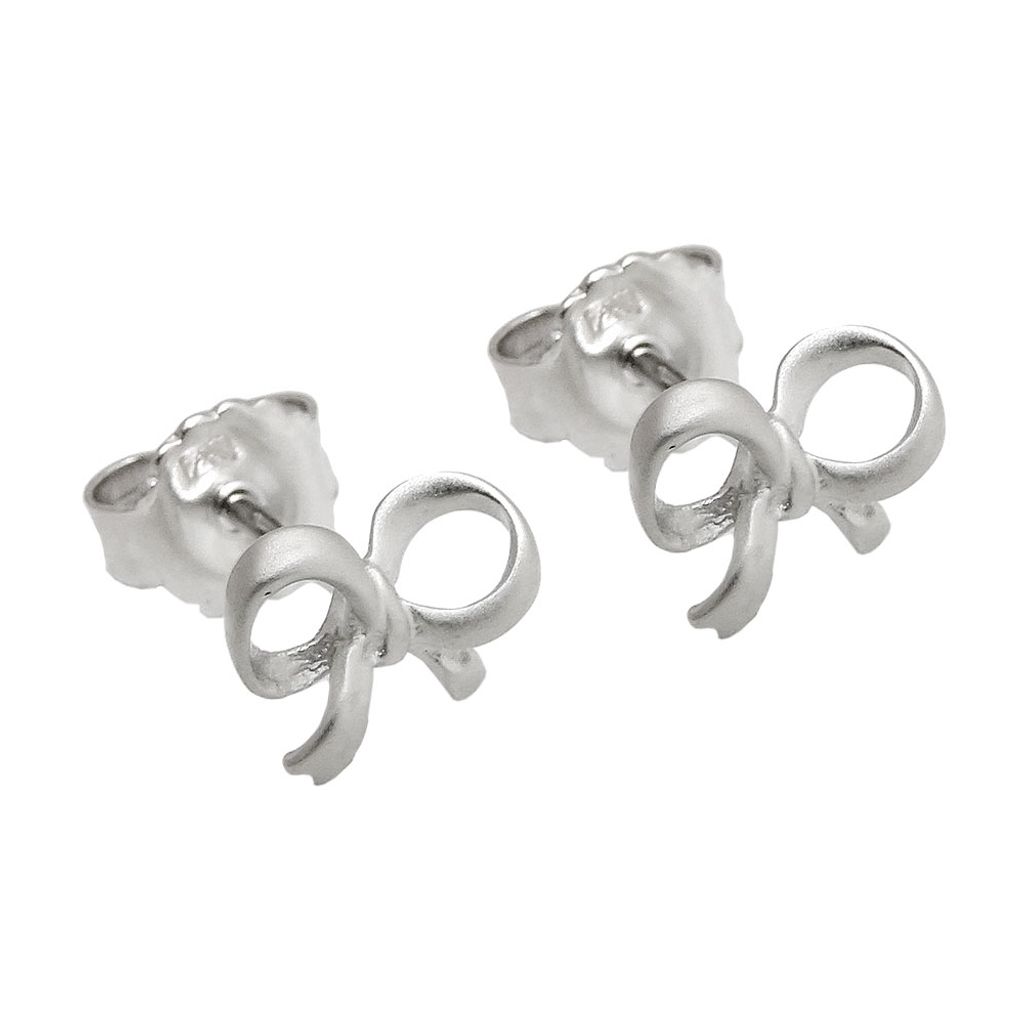 Ohrstecker Ohrring 8x6mm Schleife mattiert rhodiniert Silber 925 silber 8x6mm